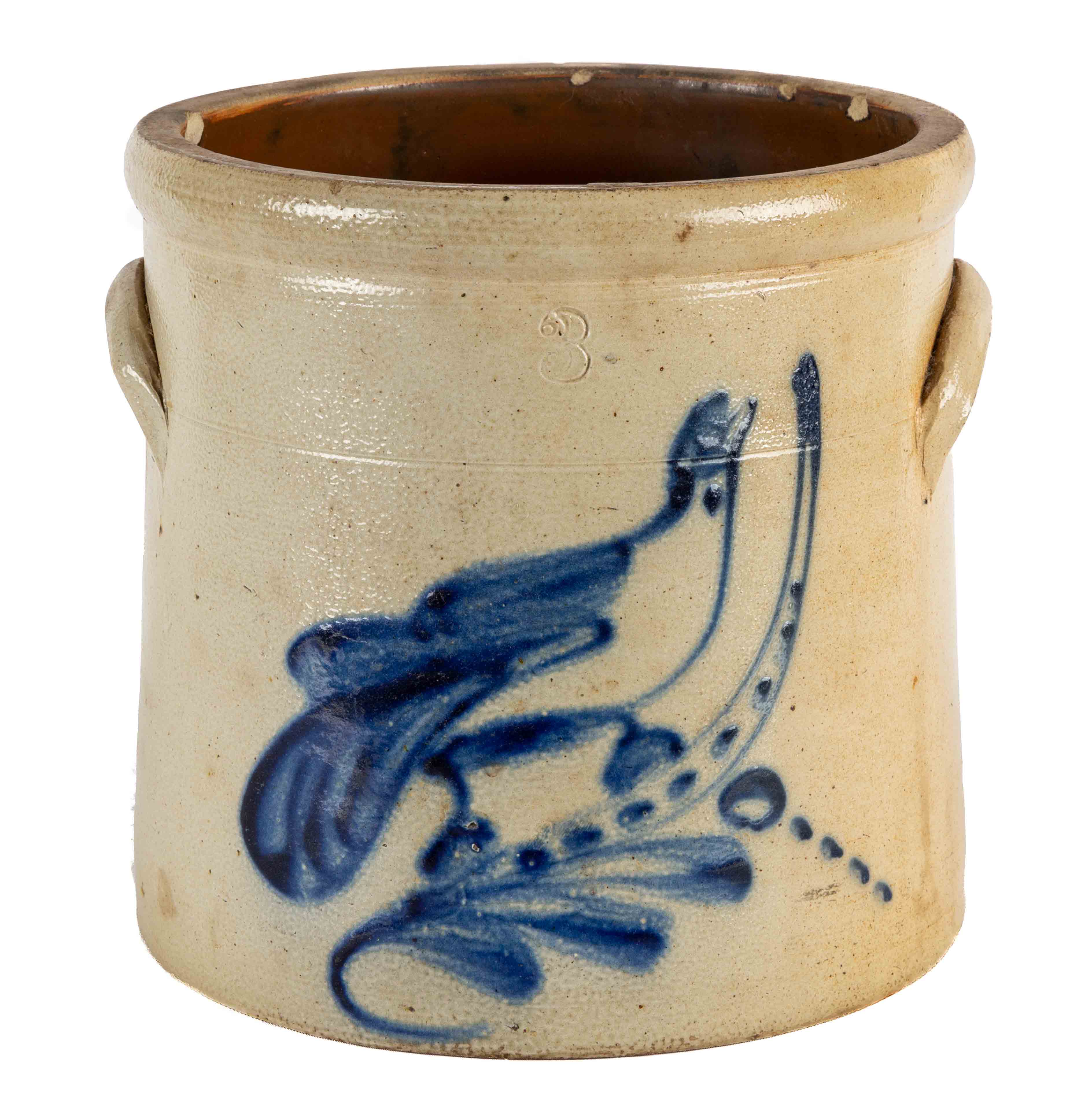 Appraisal: GALLON STONEWARE CROCK WITH BIRD th century