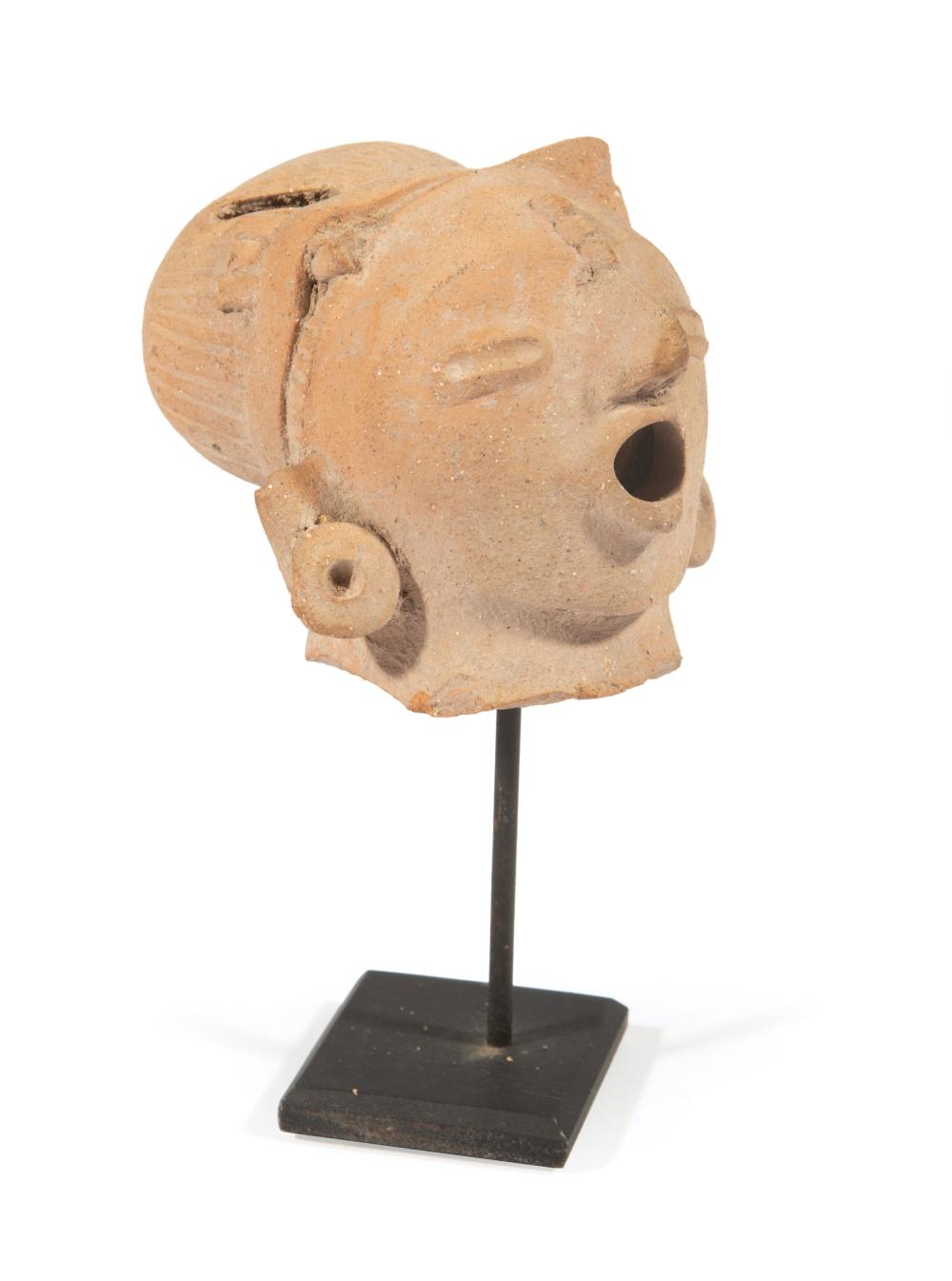 Appraisal: Pre-Columbian Colima or Veracruz Terracotta Head Mexico h in w