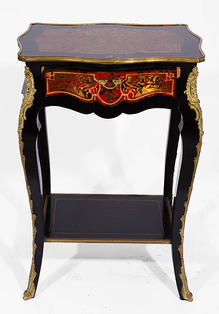 Appraisal: A FRENCH 'BOULLE' SIMULATED RED TORTOISESHELL BRASS INLAID AND EBONISED