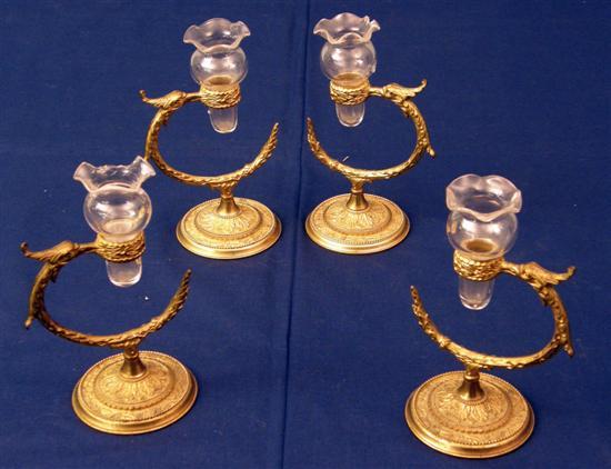 Appraisal: Set of four gilt bronze table lights by Osler with