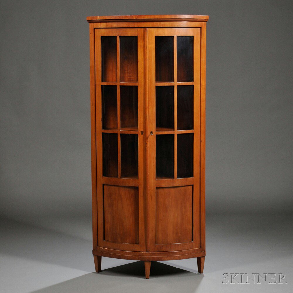 Appraisal: Biedermeier Cherry-veneer Corner Cabinet Munich Germany mid- th century the