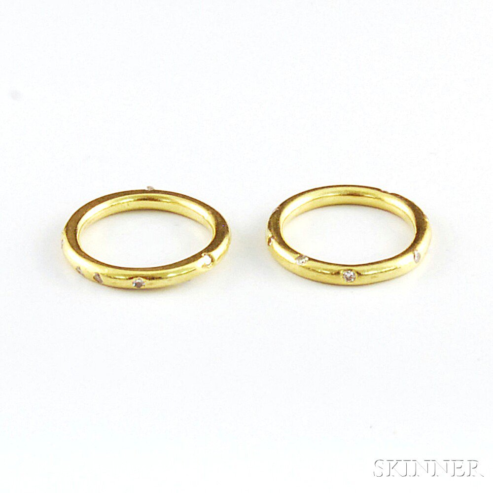 Appraisal: Pair of kt Gold and Diamond Bands size total dwt