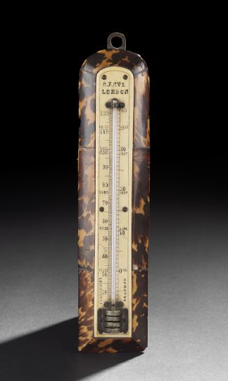 Appraisal: English Tortoiseshell and Engraved Ivory Wall Thermometer second quarter th