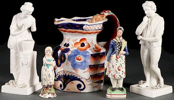 Appraisal: A FIVE PIECE ENGLISH PORCELAIN AND POTTERY GROUP A FIVE