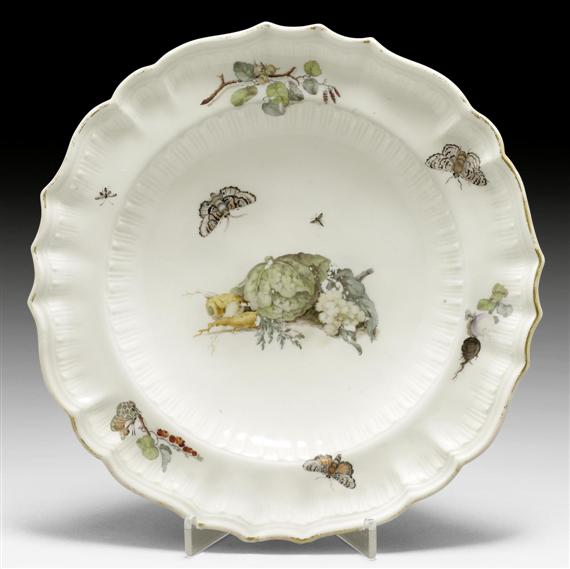 Appraisal: TWO PLATES WITH VEGETABLE STILL LIFES AND INSECTS ZURICH CIRCA