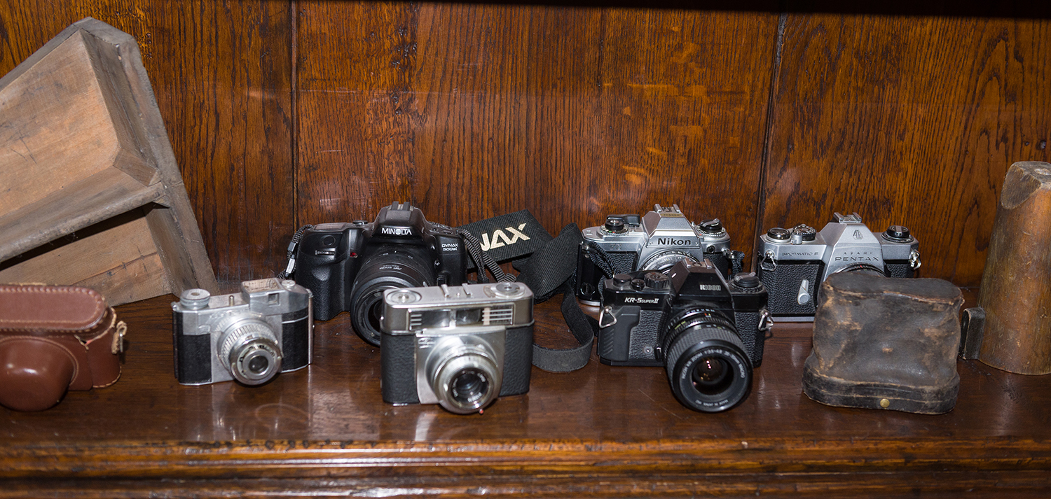 Appraisal: A COLLECTION OF ANALOGUE CAMERAS INCLUDING ZIESS COMET AND NIKON