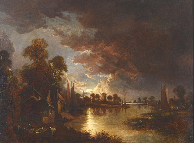 Appraisal: JOSEPH PAUL - The Norfolk Broads at moonlight oils on