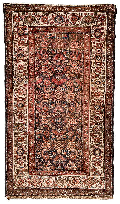 Appraisal: Hamadan Rug Persian early th century brown field with Herati