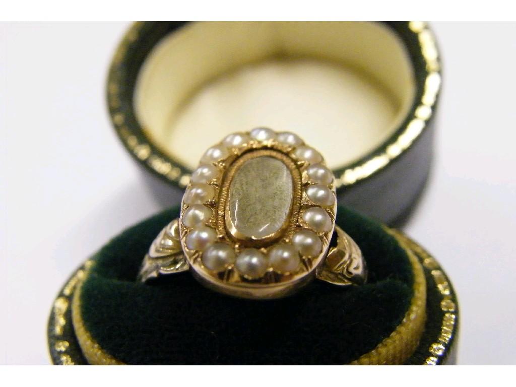 Appraisal: Victorian ct gold oval mourning ring set with a band