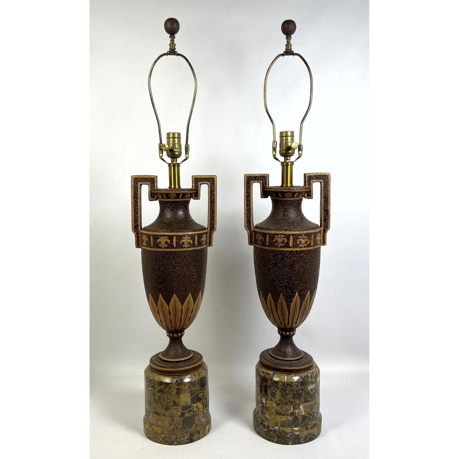 Appraisal: Pr MAITLAND SMITH Handled Urn form Table Lamps Label Dimensions