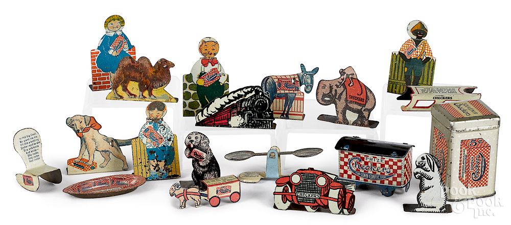 Appraisal: Collection of miniature tin advertising toys Collection of miniature tin