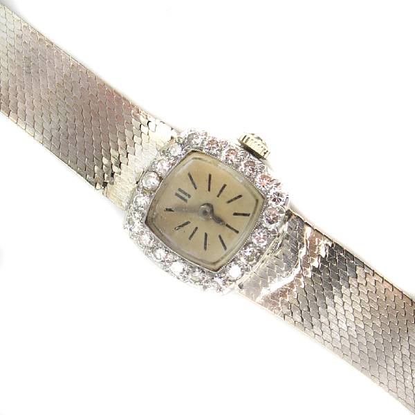 Appraisal: A lady's diamond platinum and karat white gold mesh bracelet