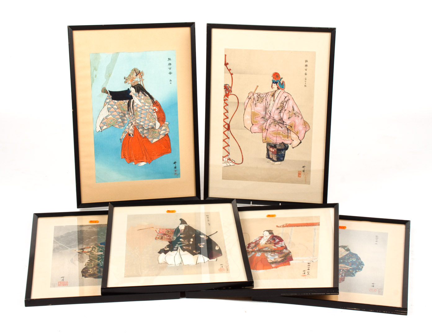 Appraisal: Six Japanese woodblock prints first half- th century depicting kabuki