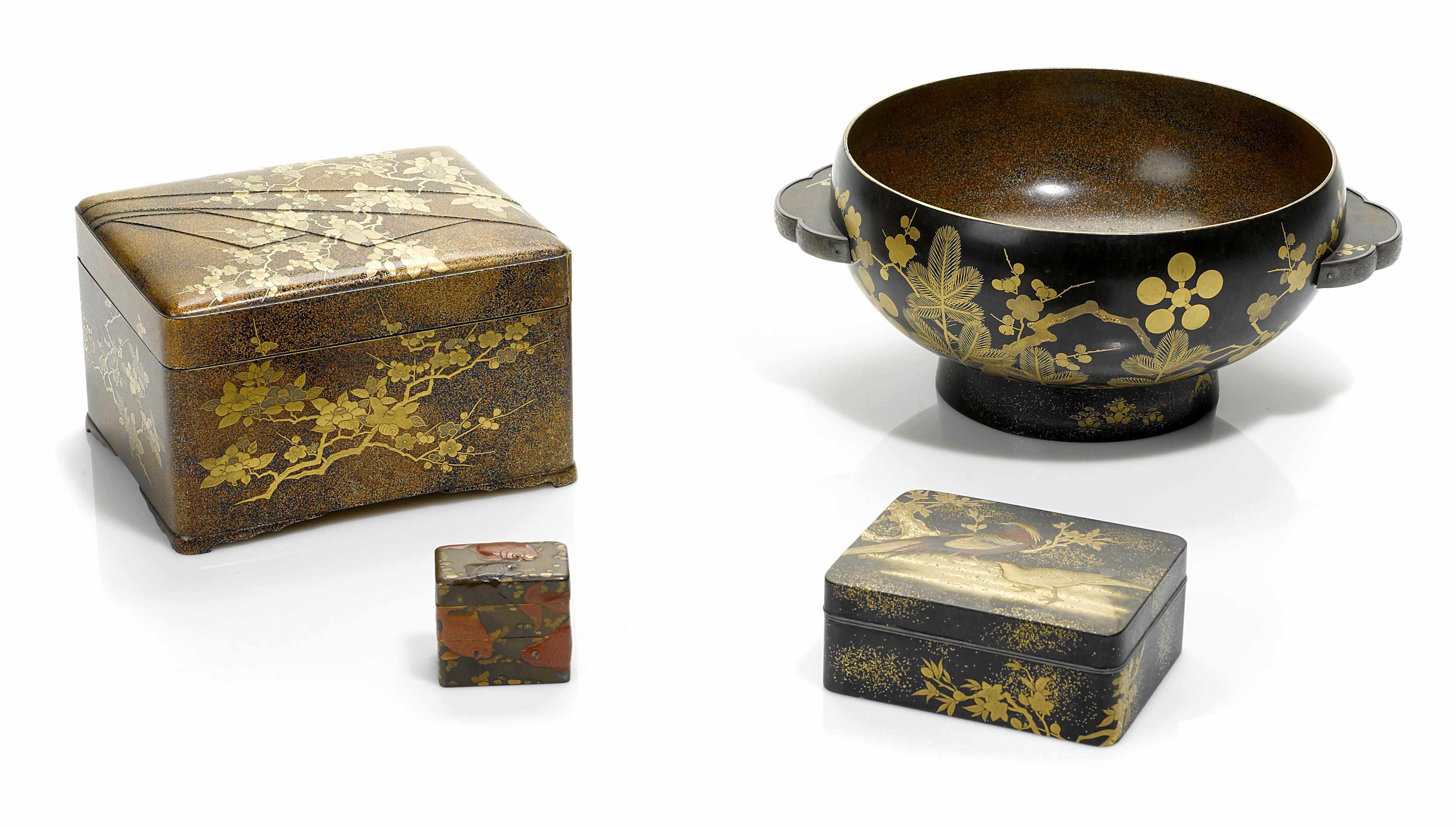 Appraisal: A group of four Japanese lacquer wares height in diameter