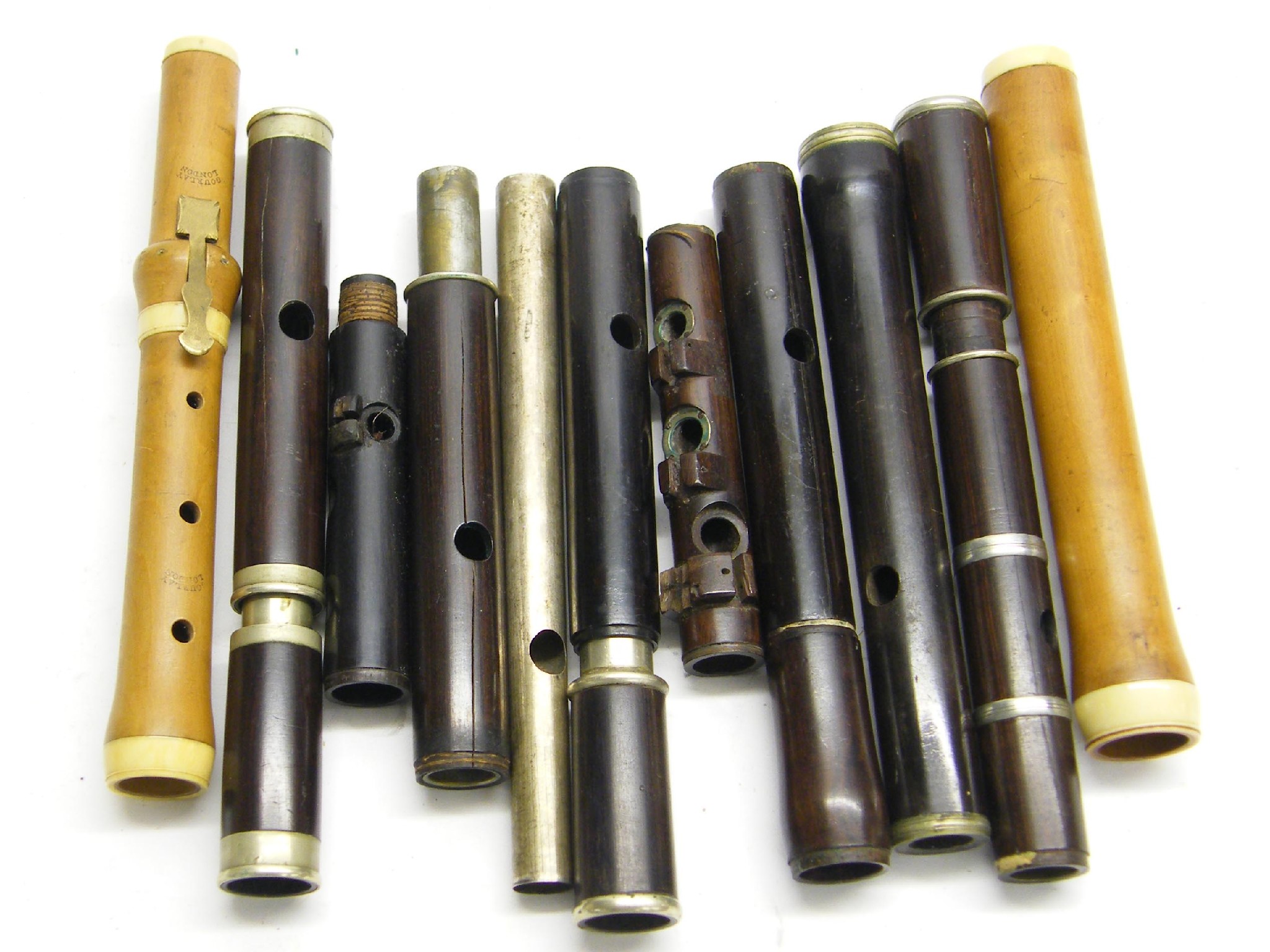 Appraisal: Quantity of various flute heads and joints some stamped