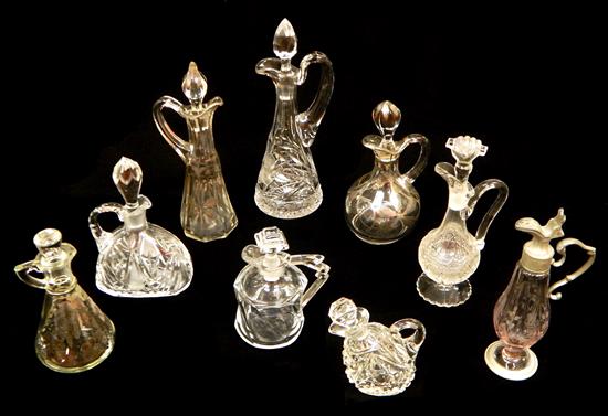 Appraisal: th th C clear art glass cruet bottles nine pieces