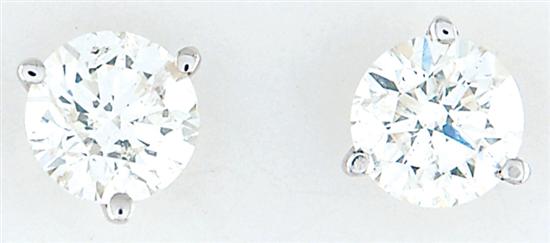 Appraisal: Diamond stud earrings two round brilliant-cut diamonds ctw color H