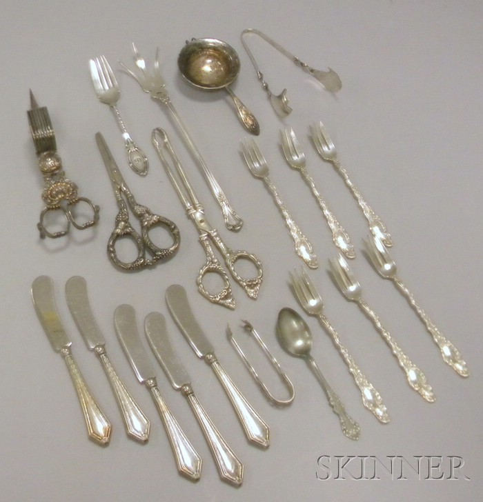 Appraisal: Approximately Twenty Sterling and Silver Plated Flatware Items including a