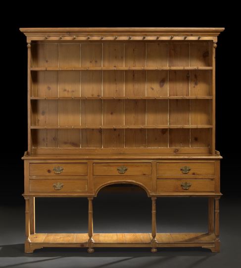 Appraisal: English Pine Welsh Dresser early th century the molded cornice