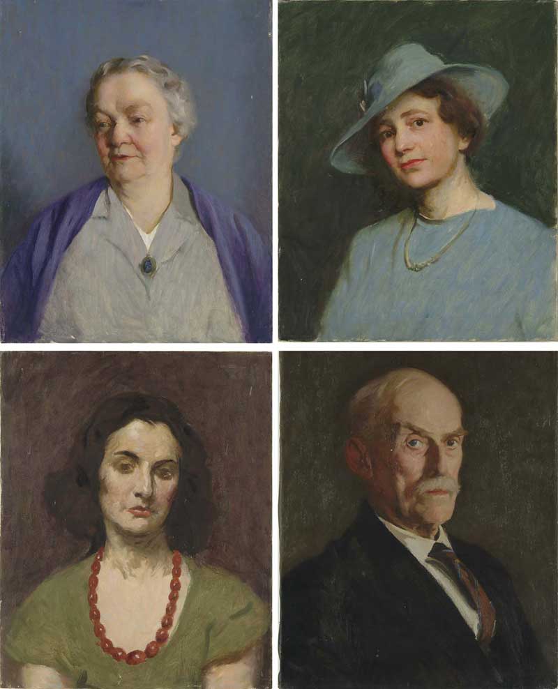 Appraisal: WILL ROWLAND DAVIS American - FOUR PORTRAITS All unframed oil