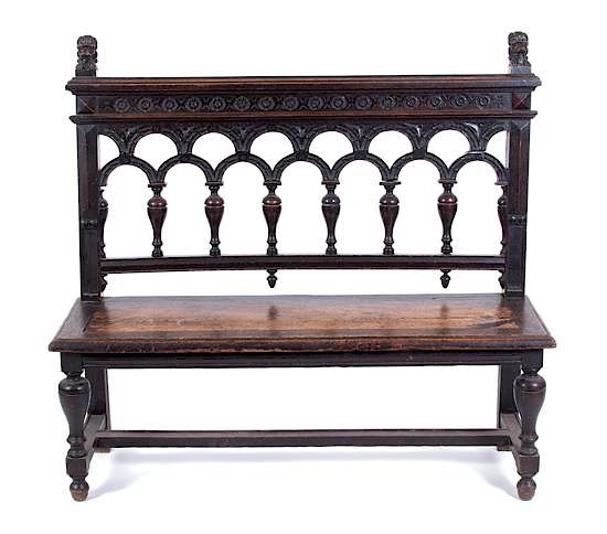 Appraisal: A Gothic Revival Style Bench Height x width x depth