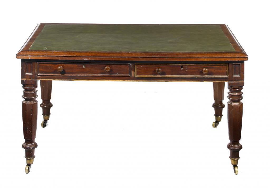 Appraisal: A VICTORIAN MAHOGANY LIBRARY TABLE the moulded rectangular inlet top