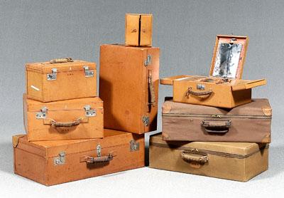 Appraisal: Seven pieces Cross leather luggage six suitcases one with interior