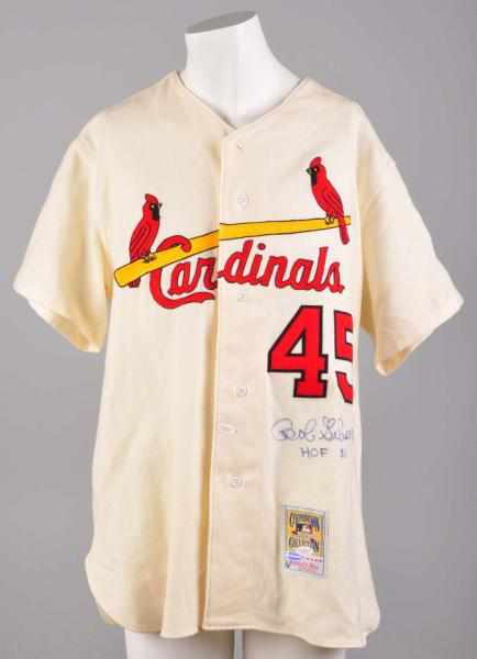 Appraisal: Autographed Bob Gibson Baseball Jersey Description Mitchell Ness Throwback Jersey