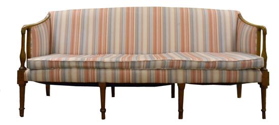 Appraisal: Sheraton sofa early th C tiger maple slightly bowed back