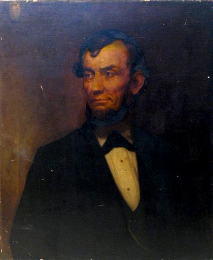 Appraisal: American School th century portrait of abraham lincoln Unsigned oil