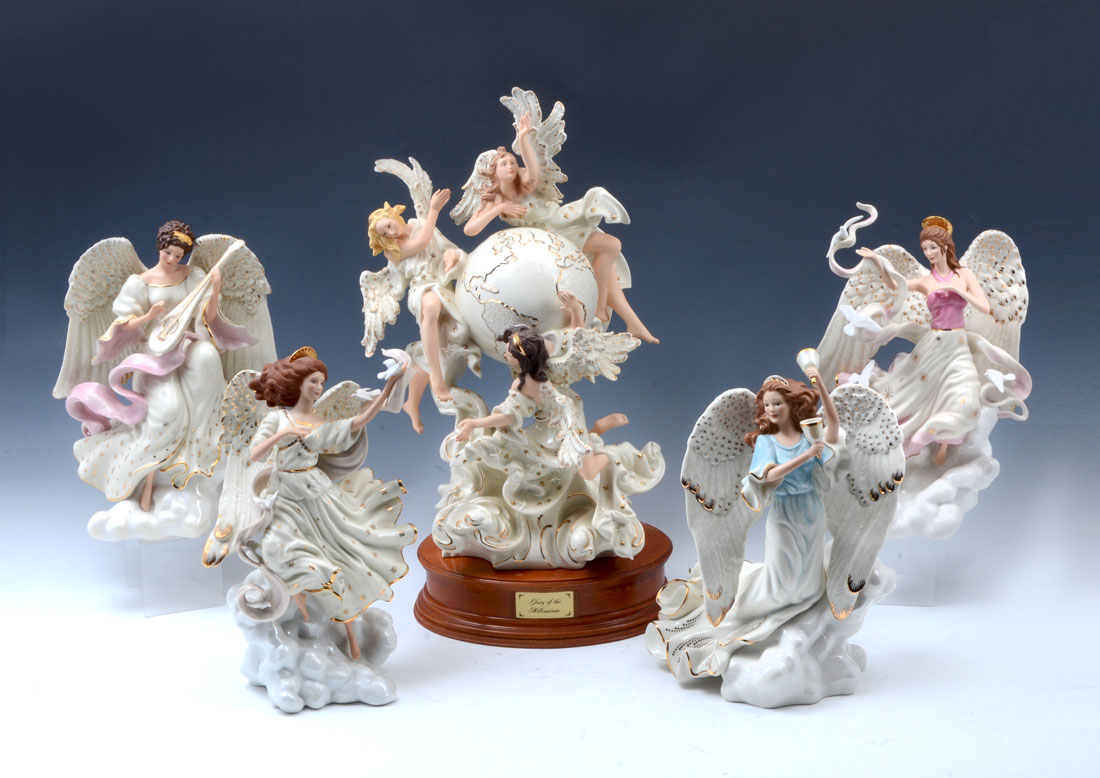 Appraisal: LARGE LENOX ANGLE FIGURINES pieces total to include ''Glory of