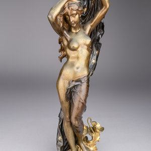 Appraisal: Jean-Baptiste Germain French - La Nuit gilt and patinated bronze