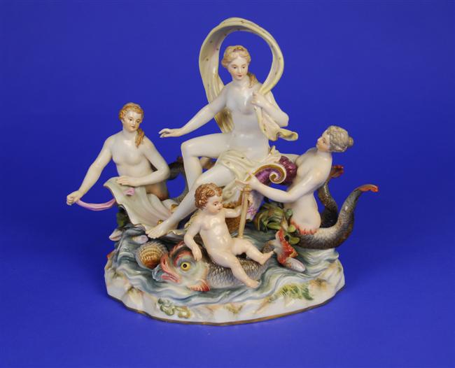 Appraisal: MEISSEN PORCELAIN FIGURAL GROUP th century depicting Venus and attendants