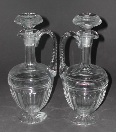 Appraisal: Good Pair of English Footed Cut Glass Claret Jugs fourth