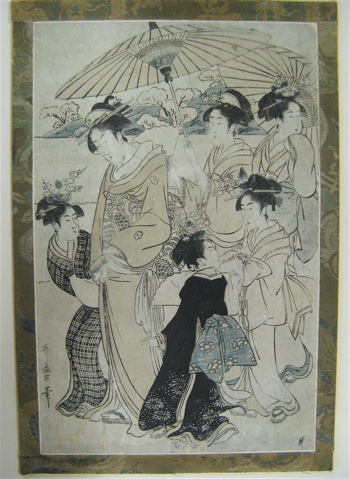 Appraisal: JAPANESE COLOR WOODCUT attributed to Kitagawa Utamaro I - A