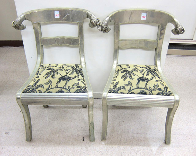 Appraisal: A PAIR OF EMPIRE STYLE SIDE CHAIRS Continental th century