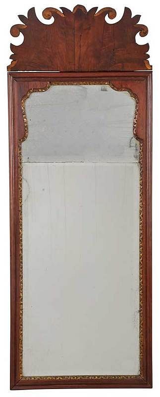 Appraisal: Mahogany Queen Anne Wall Mirror British early th century scrolled