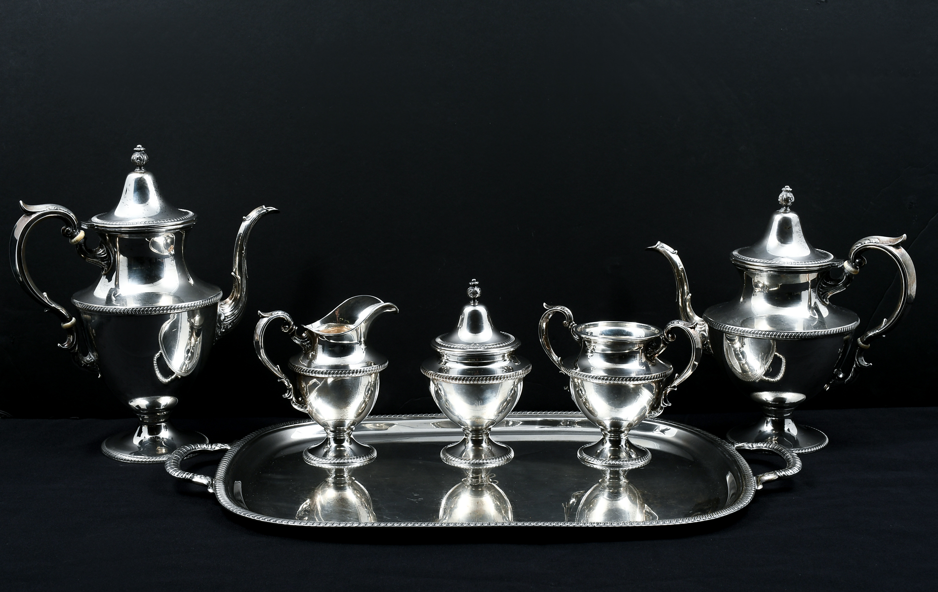 Appraisal: PC FISHER STERLING SILVER TEA SET Approx Troy ounces Comprising