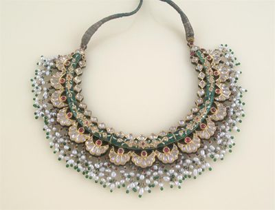 Appraisal: A th century Indian fringe necklace mounted with white stones