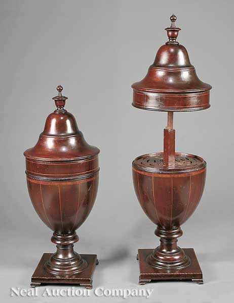 Appraisal: A Pair of Antique English Carved Mahogany and Satinwood Inlaid