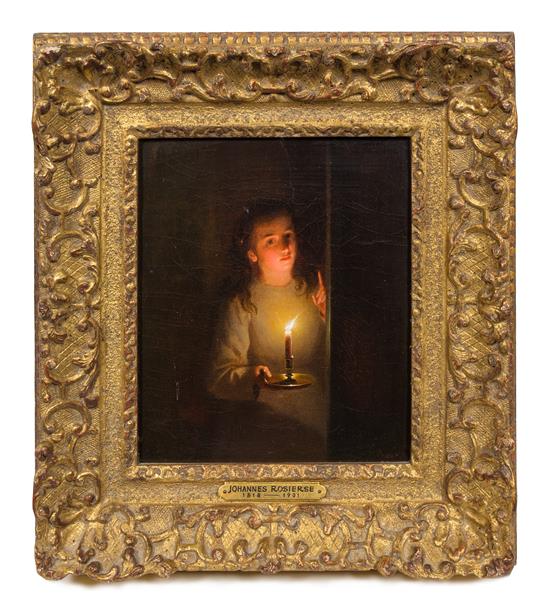 Appraisal: Sale Lot Johannes Rosierse Dutch - Girl with Candle oil