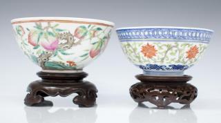 Appraisal: CHINESE PORCELAIN PEACH LOTUS BOWLS lot of Chinese porcelain bowls