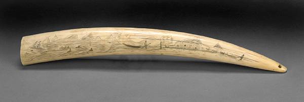 Appraisal: Arctic Circle This partially hollow tusk is engraved with Inuit