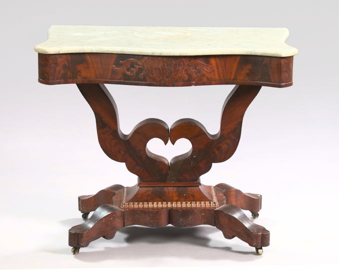 Appraisal: American Late Classical Mahogany and Marble-Top Console Table second quarter