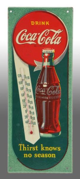 Appraisal: Masonite Coca-Cola Thermometer Description s Beautiful colors with few small