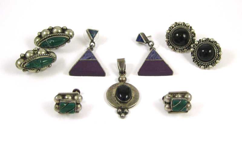 Appraisal: NINE ARTICLES OF TAXCO SILVER JEWELRY including a two pairs