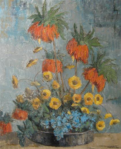 Appraisal: KADAR hungarian BOUQUET OF FLOWERS Signed bottom right 'KADAR '