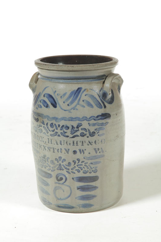 Appraisal: STONEWARE CROCK American rd quarter- th century Freehand and stenciled