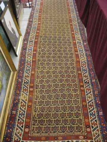 Appraisal: Kazak Persian Handmade Runner overall design on mustard yellow field