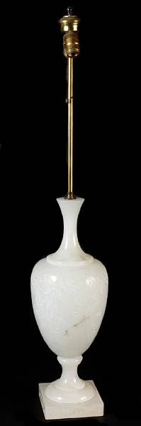 Appraisal: A Neoclassical style alabaster table lamp height to finial in